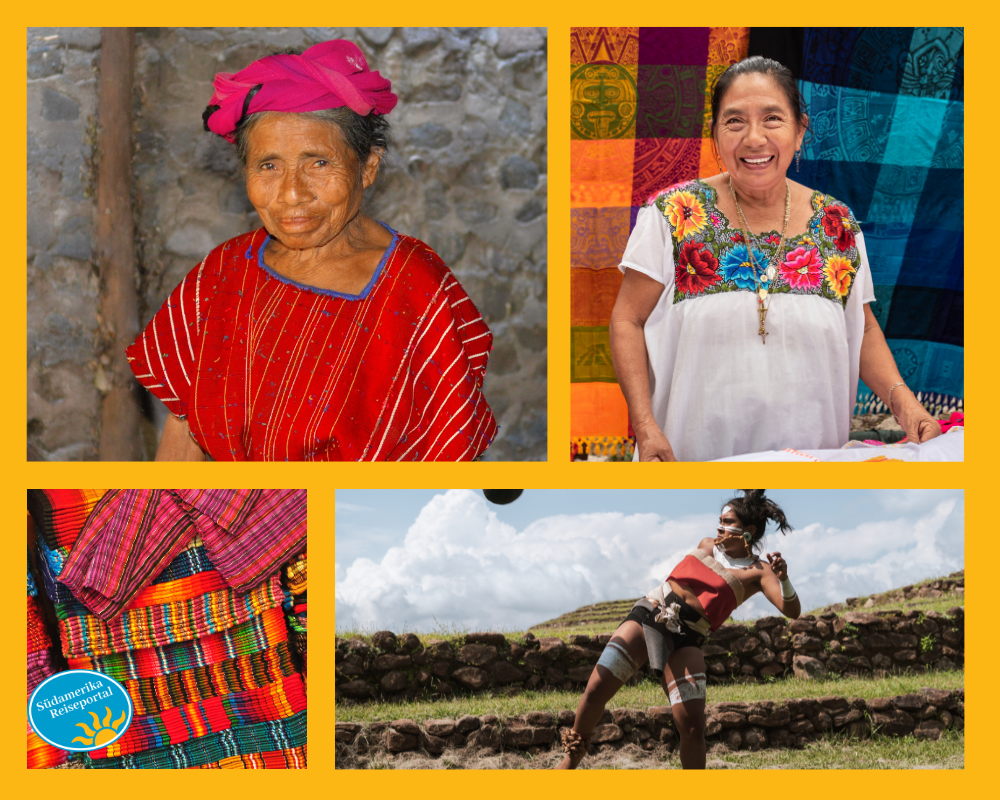 Bunte, gewebte Kleidungsstücke der Maya