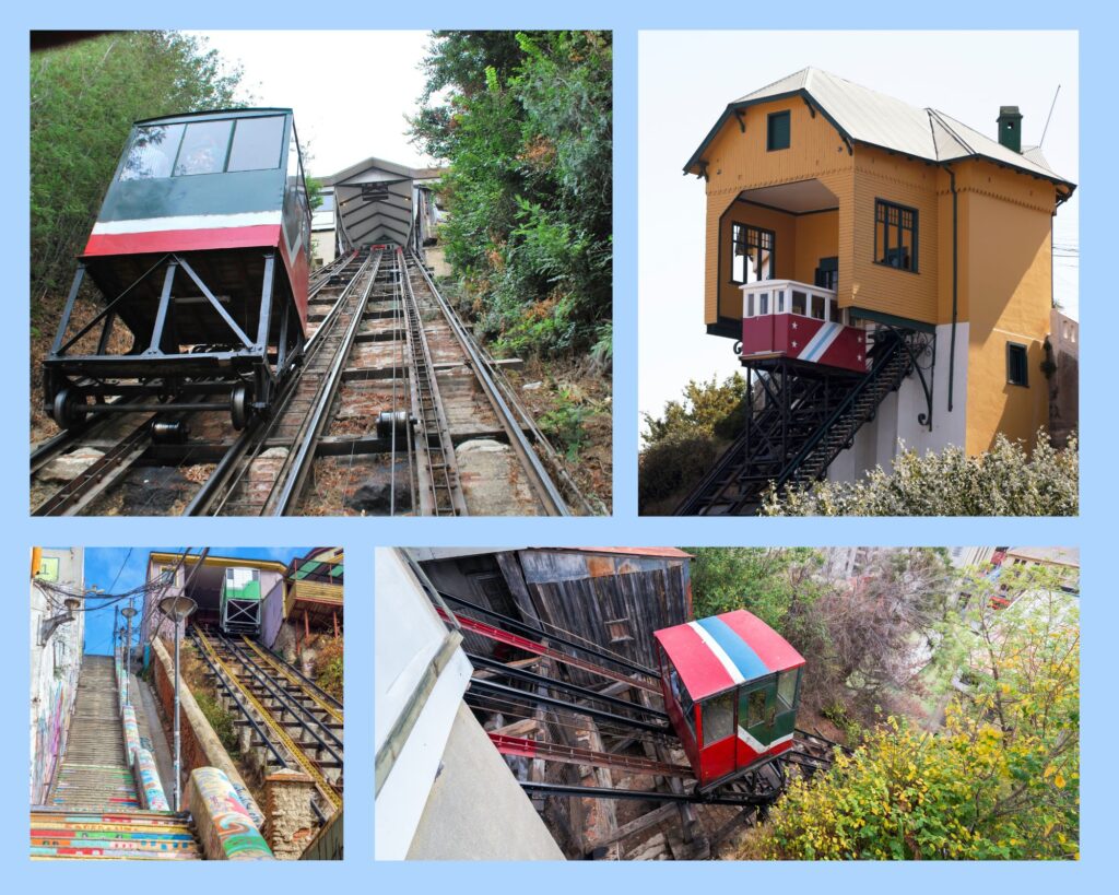 Die alten Ascensores(Aufzüge), die auf die Hügel Valparaísos führen