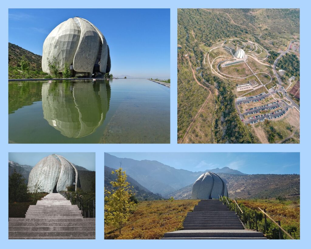 Verschieden Ansichten des Bahá’í-Tempel in Santiago