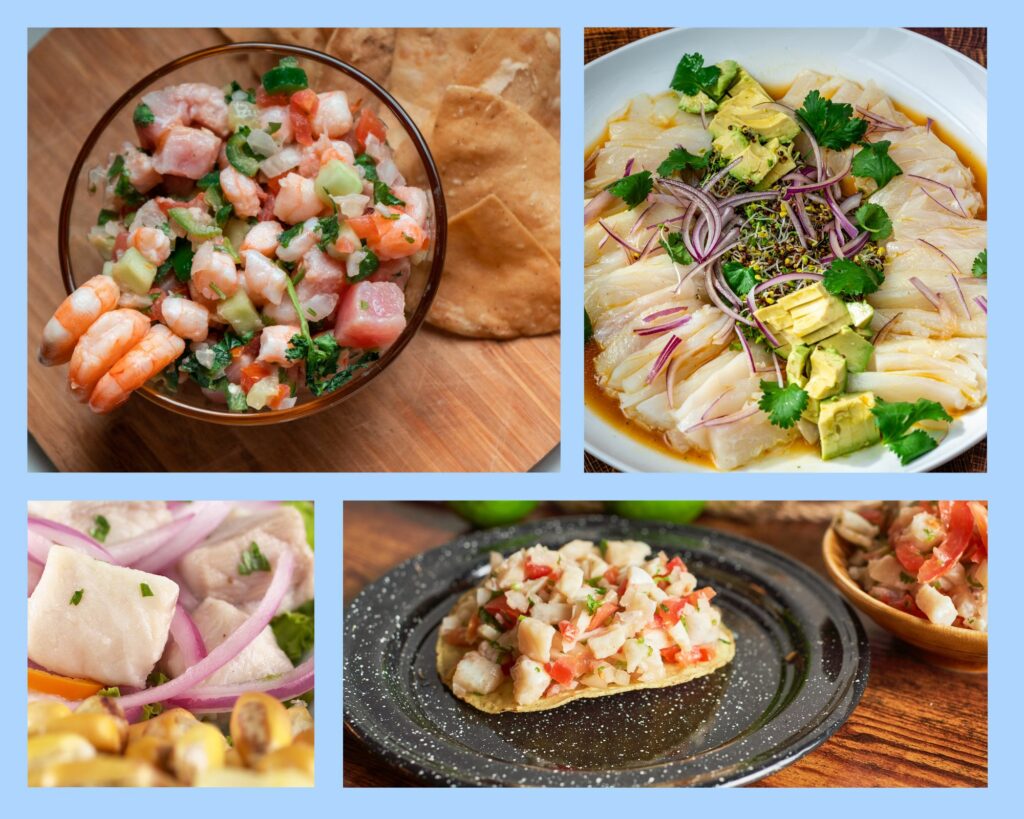 Verschiedene Sorten Ceviche