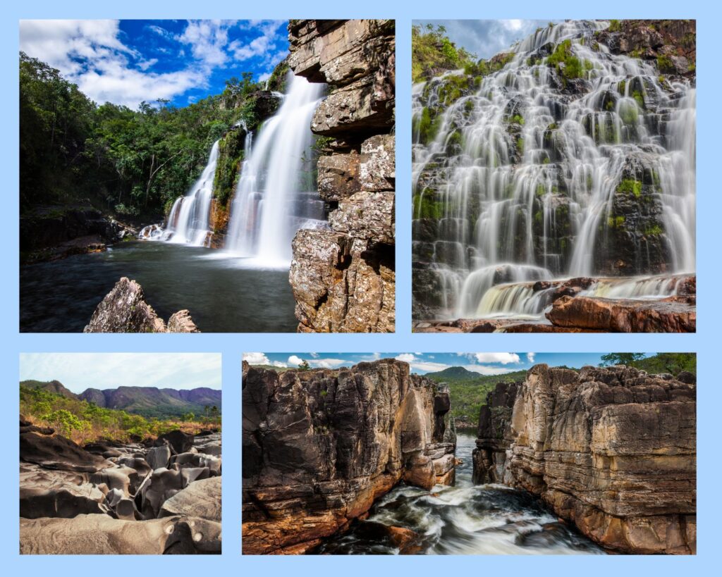 Wasserfälle und Gesteinsformationen im Nationalpark Chapada dos Veadeiros