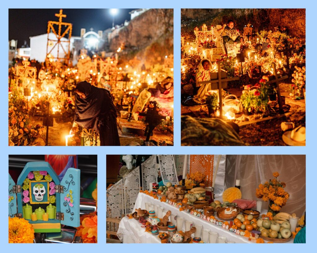 Friedhöfe und Ofrendas am Día de los Muertos