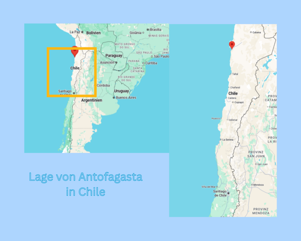 Auf dem Bild ist die Lage von Antofagasta abgebildet.