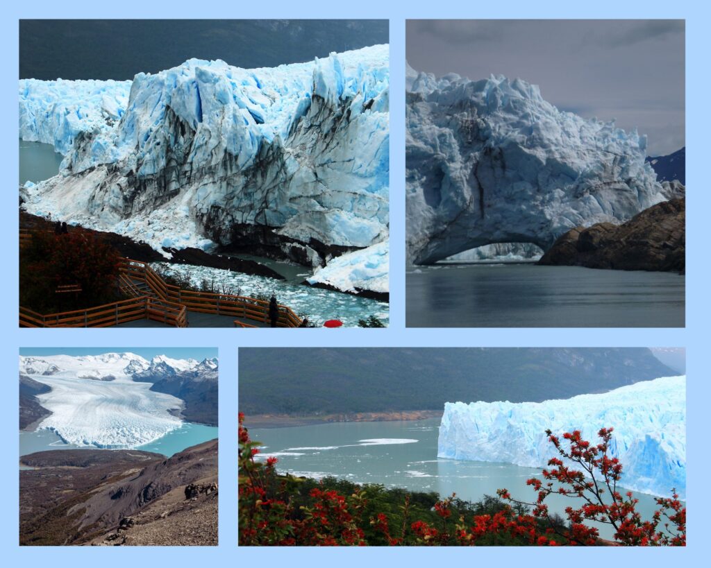 Verschiedene Stadien des Wachstums des Perito Moreno Gletschers