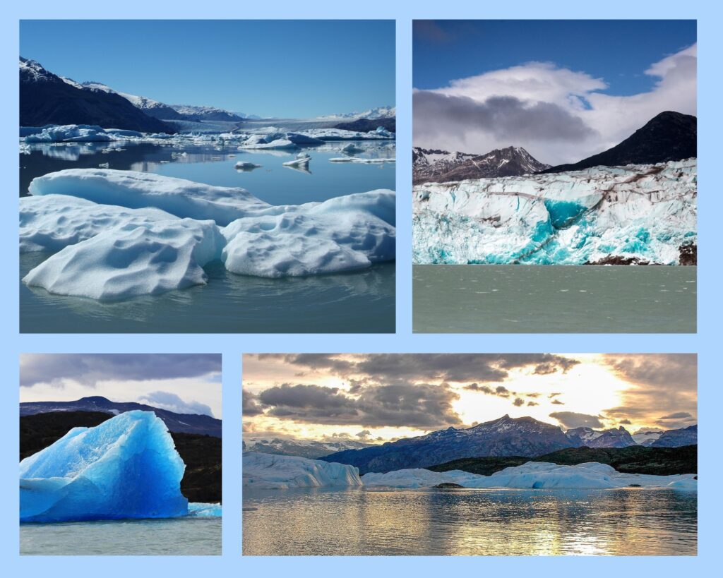 Die Gletscher Upsala und Viedma