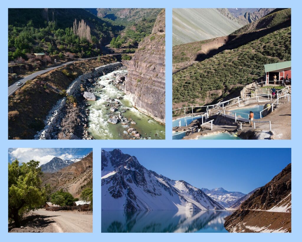 Das Maipo-Tal mit heißen Quellen und dem Stausee Embalse El Yeso